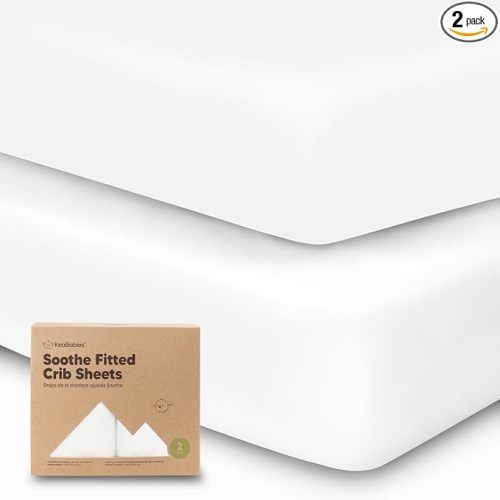 KeaBabies 2-Pack Organic Cotton Crib Sheets for Boys, Girls - 52x28 Fitted Crib Mattress Sheet Neutral, Breathable Cover for Baby Bed Set, Toddler Mattress, Soft & Cute Prints (Soft White)