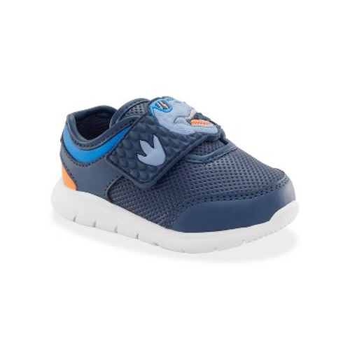 Carter's Just One You®️ Toddler Boys' Dino Ash First Walker Sneakers - Navy Blue 3: Hook and Loop Closure, Dinosaur Pattern, TPR Outsole