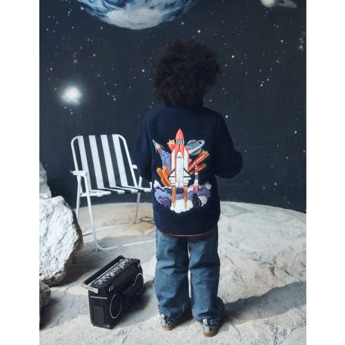 Cosy Borg Jacket - College Navy Space | Boden USA