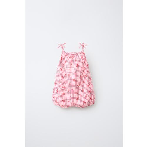 PLAID AND CHERRY ROMPER - Red / White | ZARA United States