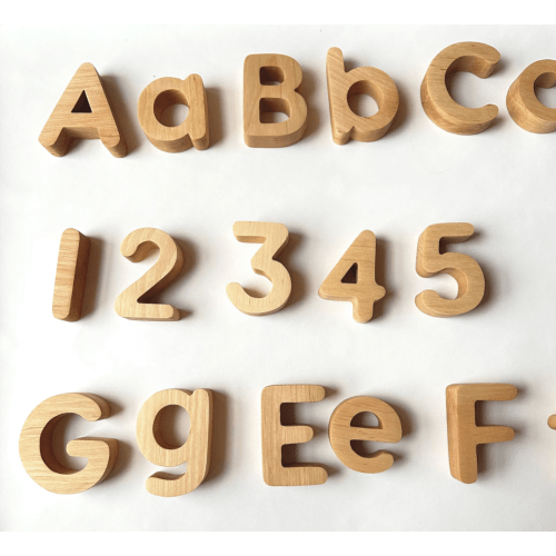 Montessori Wooden Alphabet and Numbers - 68 wood letter number set