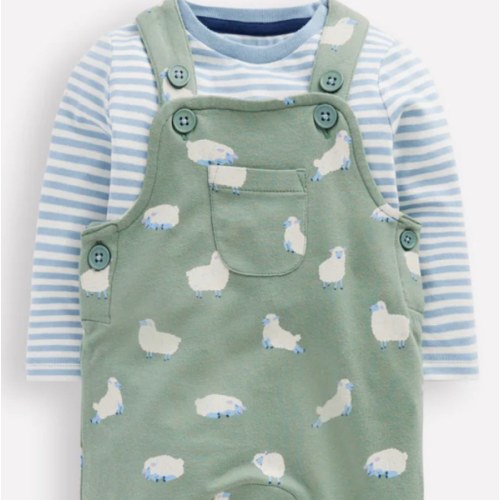 Jersey Overalls Set-Green Sheep | Boden USA