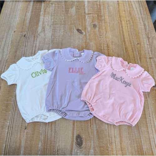 Personalized Scalloped Collar Baby Onesie: Custom Name, Newborn Outfit