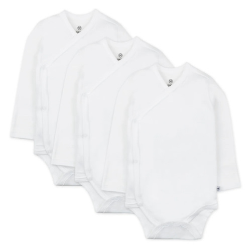 3-Pack Organic Cotton Long Sleeve Side-Snap Bodysuits NB