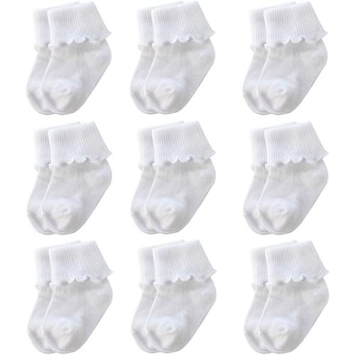 6 &12 Pairs Infant Toddler Baby Kids Turn Cuff Ruffle Cotton Socks