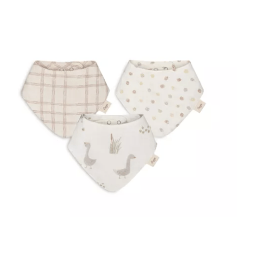 Crane Baby Unisex Charlie Bibs Set 3 Pack - Beige Goose