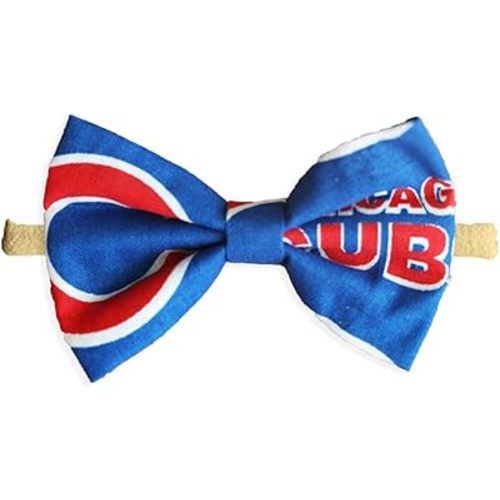 Chicago Baseball Newborn Baby Girl To Toddler Nylon Headband Bow - Made In USA