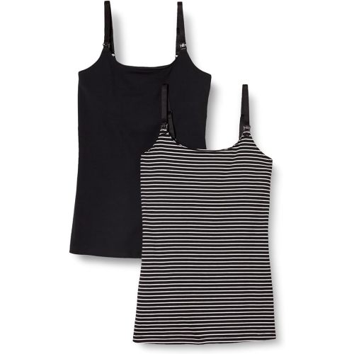 Amazon Essentials Women's Maternity Nursing Friendly Camisole with Adjustable Straps and Built-in Shelf Bra, Pack of 2