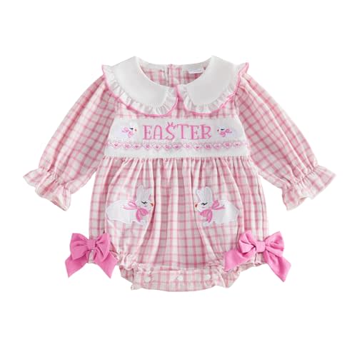 MoZiKQin Baby Girl Thanksgiving Outfit Turkey Bubble Romper Long Sleeve Doll Collar Plaid Jumpsuit Boutique Fall Clothes