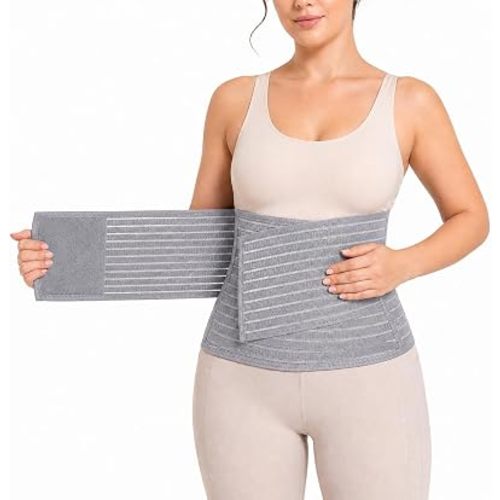 Postpartum Belly Band, Abdominal Binder Post Surgery C-section Recovery Support Belt, Breathable Adjustable Post Partum Belly Band (Grey L/XL)