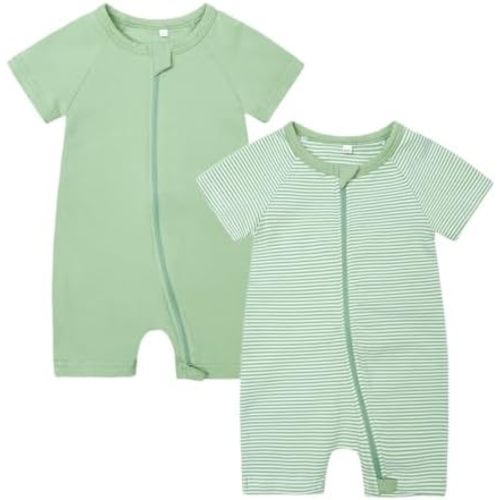 BeiVSlley Infant Baby Boy Girl's 2 Pack Short Sleeve Romper,Unisex Toddler Cotton Jumpsuit Outfits Clothes