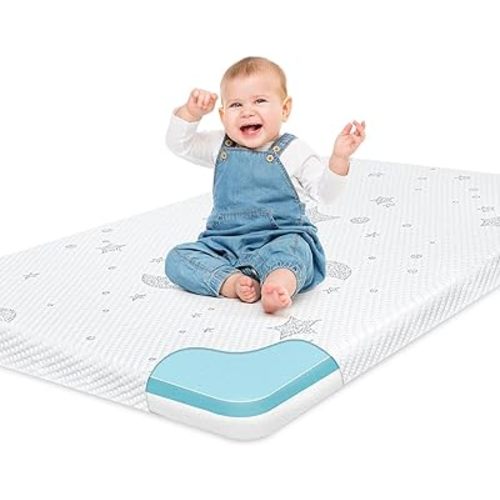 Pack and Play Mattress, 38x26 Memory Foam Pack N Play Mattresses Pad with Breathable Removable Cover, High Resilience Dual-Sided Soft & Firm Support Baby Mattress for Pack N Play