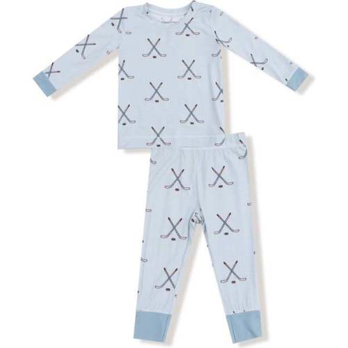 Long Sleeve Loungewear Set Hockey, Stone Blue - Angel Dear | Maisonette