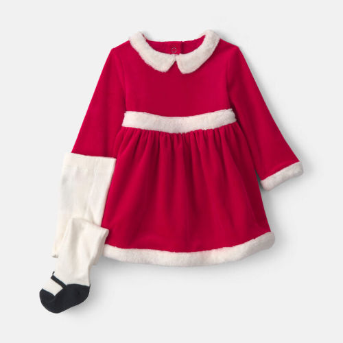 Baby Girl 2-Piece Christmas Long-Sleeve Dress Set - Red | Carter’s Oshkosh Canada