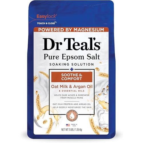 Dr Teal's Epsom Salt Magnesium Soak, Soothe & Comfort with Oat Milk & Argan Oil, 3 lbs