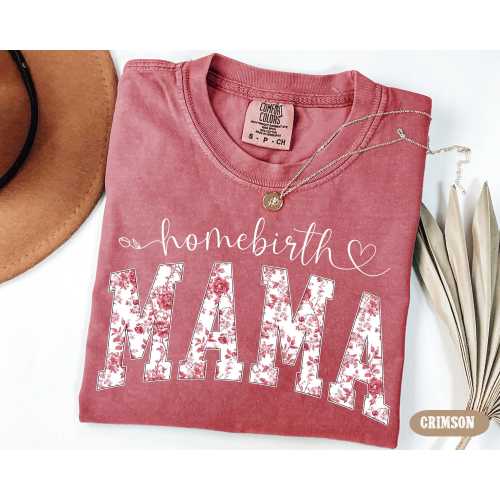 Floral Home Birth Mama T-Shirt, Home Birth Midwife Tee, First Mothers Day, Gift For Mothers Day, New Mom Gift , Chinoiserie Home Birth Shirt