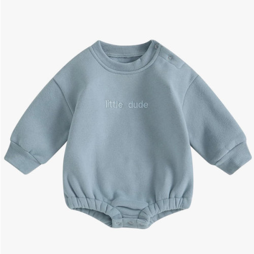 VISGOGO Newborn Infant Baby Boy Girls Oversized Romper Little Dude Sweater Onesie Coming Home Outfit Neutral Clothes