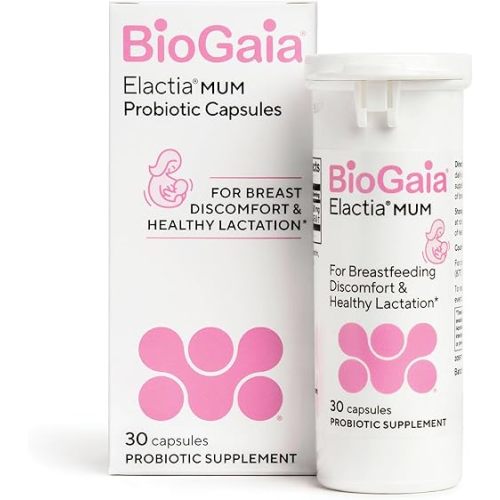 BioGaia Elactia Breastfeeding Probiotic | Lactation Supplements | Newborn Essentials and Probiotics for Both Mom & Baby | Daily Supplement for Healthy Lactation | 30 Count | Breastfeed Happy