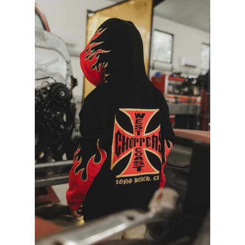 West Coast Choppers Flame Hoodie Red - Little Trouble