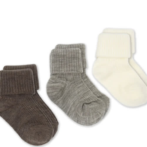 Wool Socks, Baby and Toddler, Brown-Gray & White