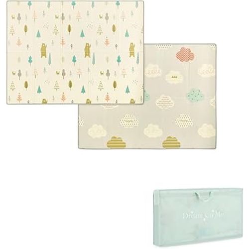 Dream On Me Play Time Reversible Baby Playmat, Foldable Extra Large Thick Foam Crawling Playmats for Toddlers, Waterproof Portable Playmat for Babies