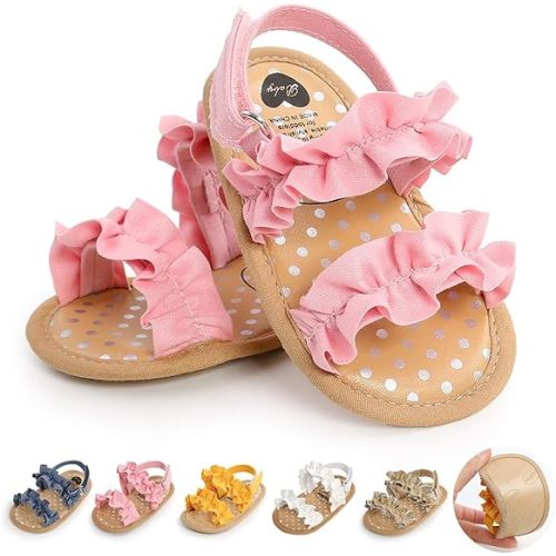 Ohwawadi Baby Boys Girls Sandals Soft Sole Summer Infant Wedding Dress Flat Shoes Beach Sandal Newborn Crib Shoes First Walkers