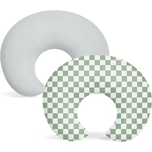 Susurration 2 Pack Nursing Pillow Cover,Ultra Soft and Stretchy Compatible with Boppy Breastfeeding Pillow,Comfortable and Skin-Friendly Slipcovers for Newborn Boys & Girls(Green Plaid)