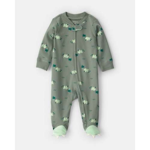 Baby Boy Dinosaur 2-Way Zip 100% Cotton Sleep & Play Pajama - Green | Carter's
