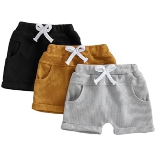 allshope Toddler Baby Boy Summer Shorts Active Jogger Pants Elastic Waist Pocket Solid Color Athletic Sweatpant Harem Bottoms