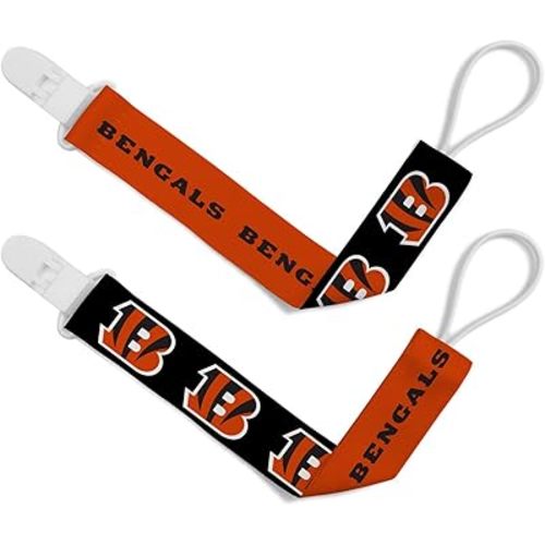 BabyFanatic Officially Licensed Unisex Pacifier Clip 2-Pack - NFL Cincinnati Bengals - Officially Licensed Baby Apparel