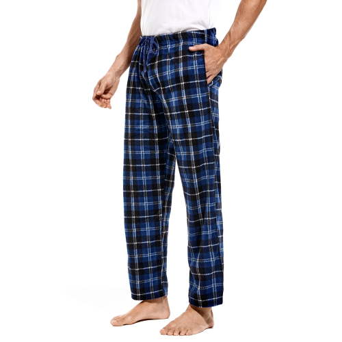 DG Hill Mens Microfleece Pajama Pants, Plaid or Camo Sleep Bottoms with Pockets
