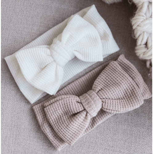 Large Waffle Knit Bow l White