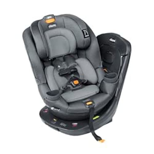 Chicco Fit360 ClearTex Rotating Convertible Car Seat with 360 Degree Rotation for Rear-Facing and Forward-Facing Usage, LeverLock Self-Tensioning Lock System | Drift/Grey