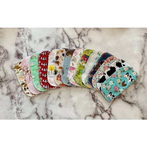 Farm Animal Reusable Cloth Baby Wipes 8 Pack Baby Gender Neutral Flannel Wipes Washcloths Reusable Baby Wash Cloth