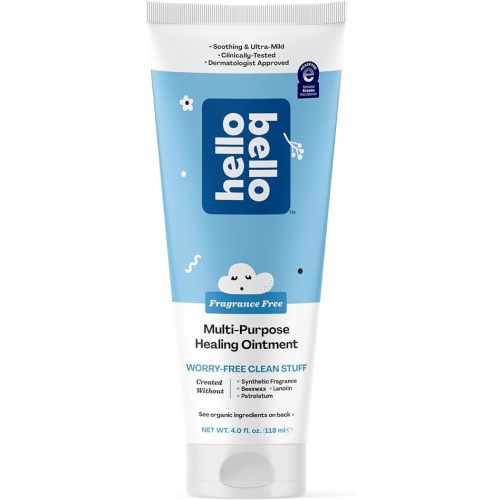 Hello Bello Fragrance Free Everywhere Balm | Dermatologist-Tested, Hypoallergenic, Soothing & Ultra-Mild on Sensitive Skin, Plant-Derived & Certified Organic Ingredients for Babies and Kids | 4 Fl Oz