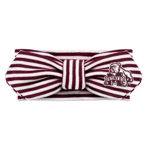 Creative Knitwear Mississippi State Bulldogs Infant Girls Maroon/White Striped Hair Knot Headband Embroidered Logo - Size Newborn - 4T
