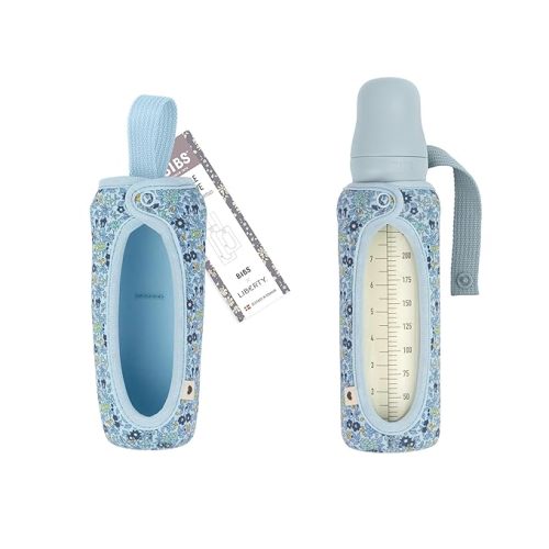 LittleGiggles BIBS x Liberty Baby Bottle Cover Large 225ml - Neoprene Protective Cover for BIBS Bottles - Liberty Print Design, Large, Charmomile Lawn Baby Blue - BIBS x Liberty Baby Bottle Cover Large 225ml - Neoprene Protective Cover for BIBS Bottles -
