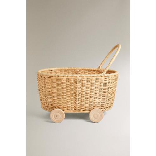 RATTAN CART WITH WHEELS