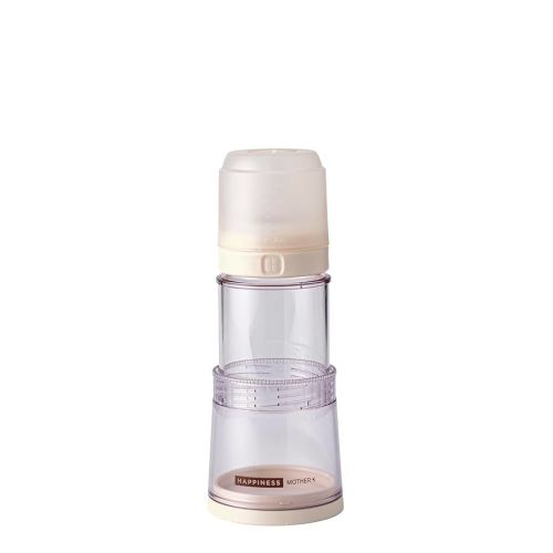 MOTHER-K Folding Baby Bottle – Portable Travel Essential, Space-Saving Design for Diaper Bags, No Nipple Included(Cream)