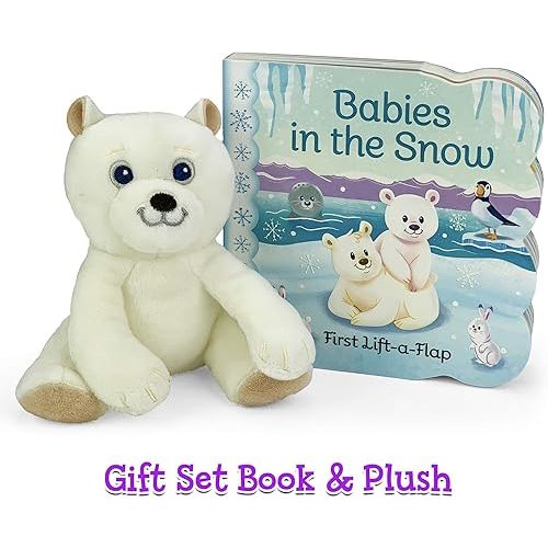 Babies in the Snow Gift Set: Includes Lift-A-Flap Board Book and Cuddly Plush Toy Friend for Birthdays, Baby Showers, Christmas and Easter Basket Stuffers Ages 0 - 4