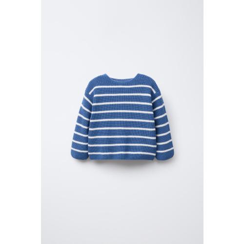 STRIPED KNIT SWEATER - Bluish | 12-18M