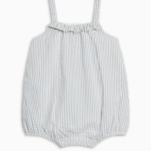 Rosalie Seersucker Ruffle Bubble Romper