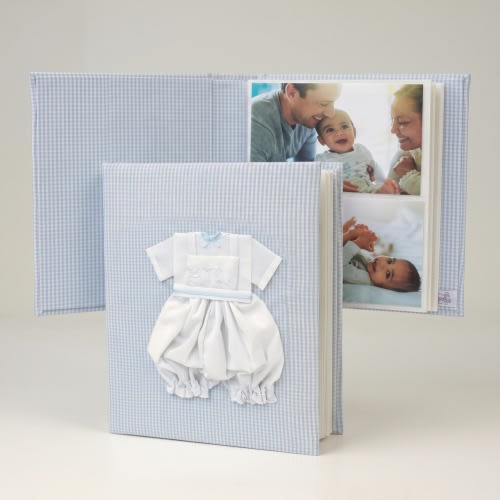 Personalized Seersucker Check Medium Hardbound Album with Swiss Batiste Jumper