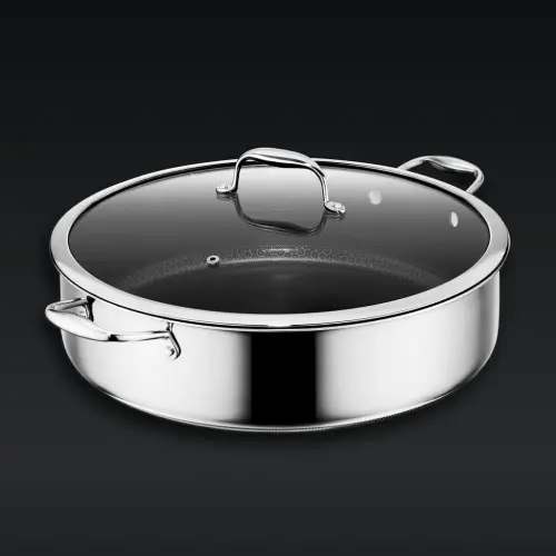 Hybrid Deep Sauté Pan with Lid, 10-QT