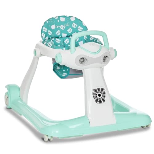 Dream On Me 2-in-1 Charlie Baby Walker for 6-12 Months, Music&Light, Mint | Easy Convertible Foldable Baby Walker, Seated & Walk-Behind Toddler Activity Walker with Speed Adjustable Wheels