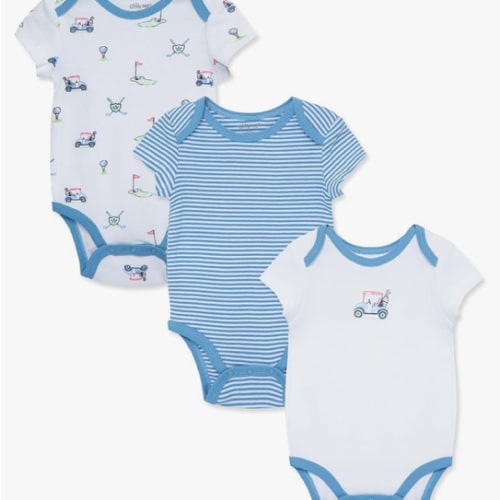 Little Me Clothes for Baby 3-Pack 100% Cotton Scratch Free Tag Bodysuits, Newborn to 9 Months