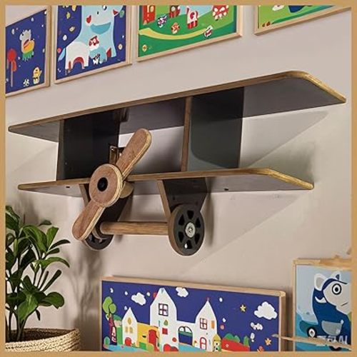 Airplane Wall Shelf Kids Children's Room Aeroplane Shaped Book Shelf for Wall