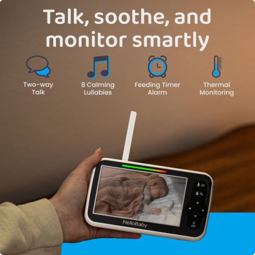HelloBaby 5" Video Baby Monitor with Remote Pan-Tilt-Zoon (HB6251) - White