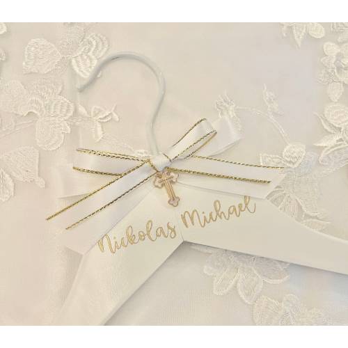 Decorated Hanger for Baptism, White Decoration (or any color upon request), Matching Baptism Set Available, Greek Orthodox Baptism