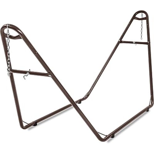 Universal 2 Person Hammock Stand Only, 600 lbs Capacity, Fits 9 to 14ft Hammocks, Adjustable Double Heavy Duty Powder-Coated Steel Stand for Outside, Multi-Use (Coffee)